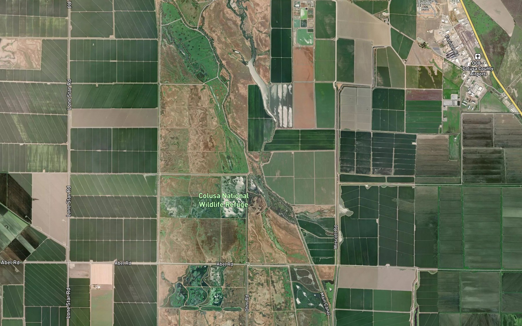 Satellite map of the Powell Slough