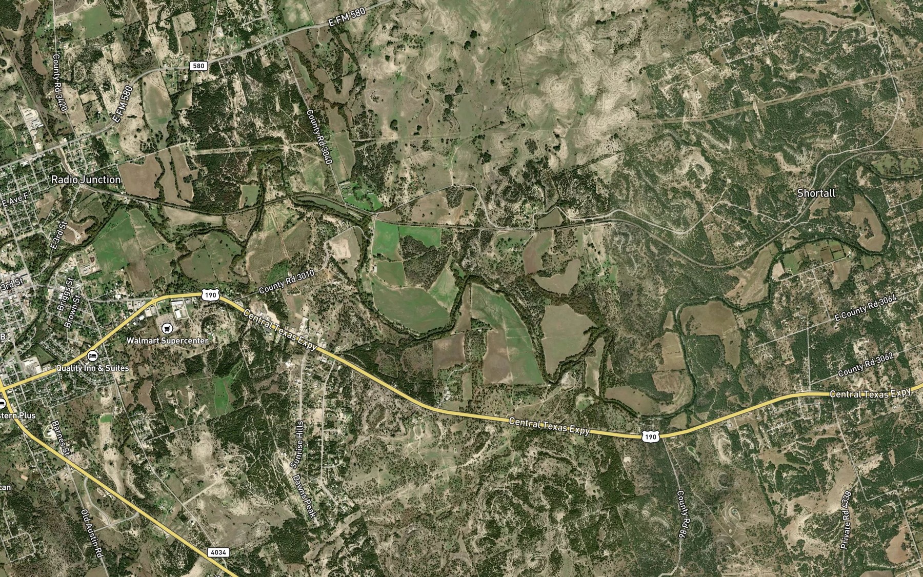Satellite map of the Denson Branch