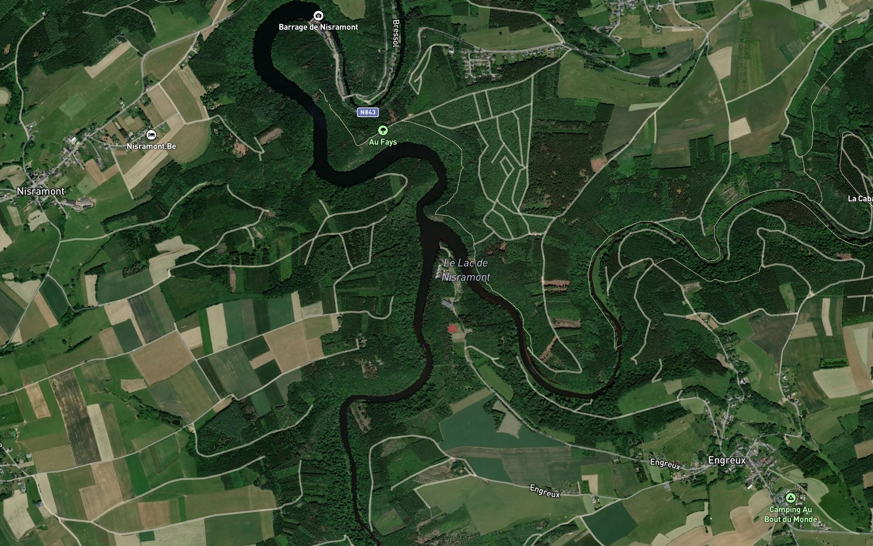 Satellite map of the Lac de Nisramont