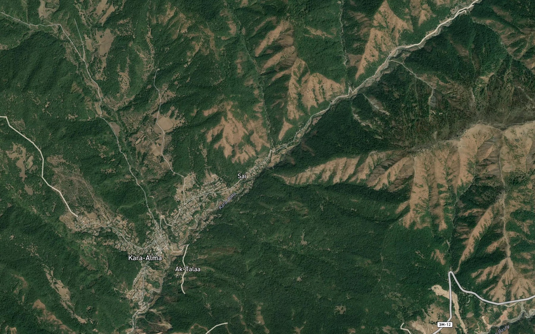 Satellite map of the Besh-Dzhangak