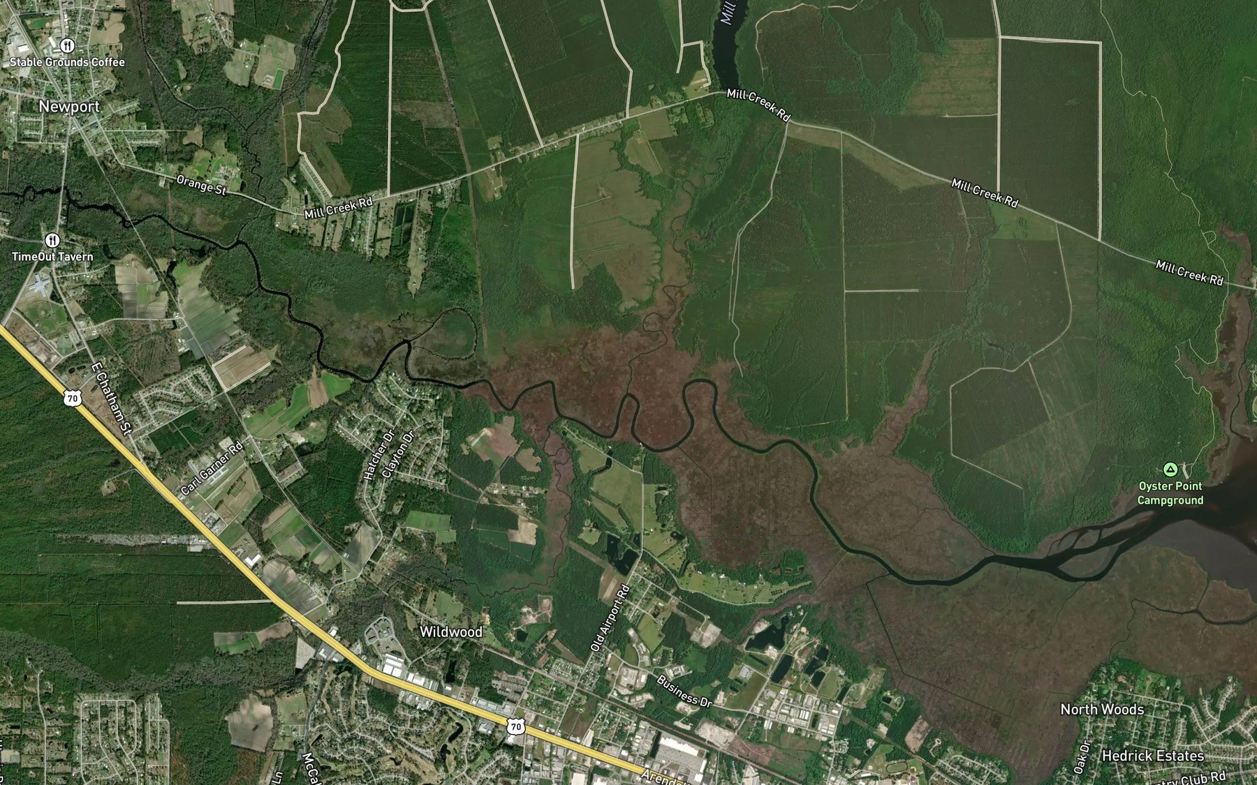 Satellite map of the Black Creek