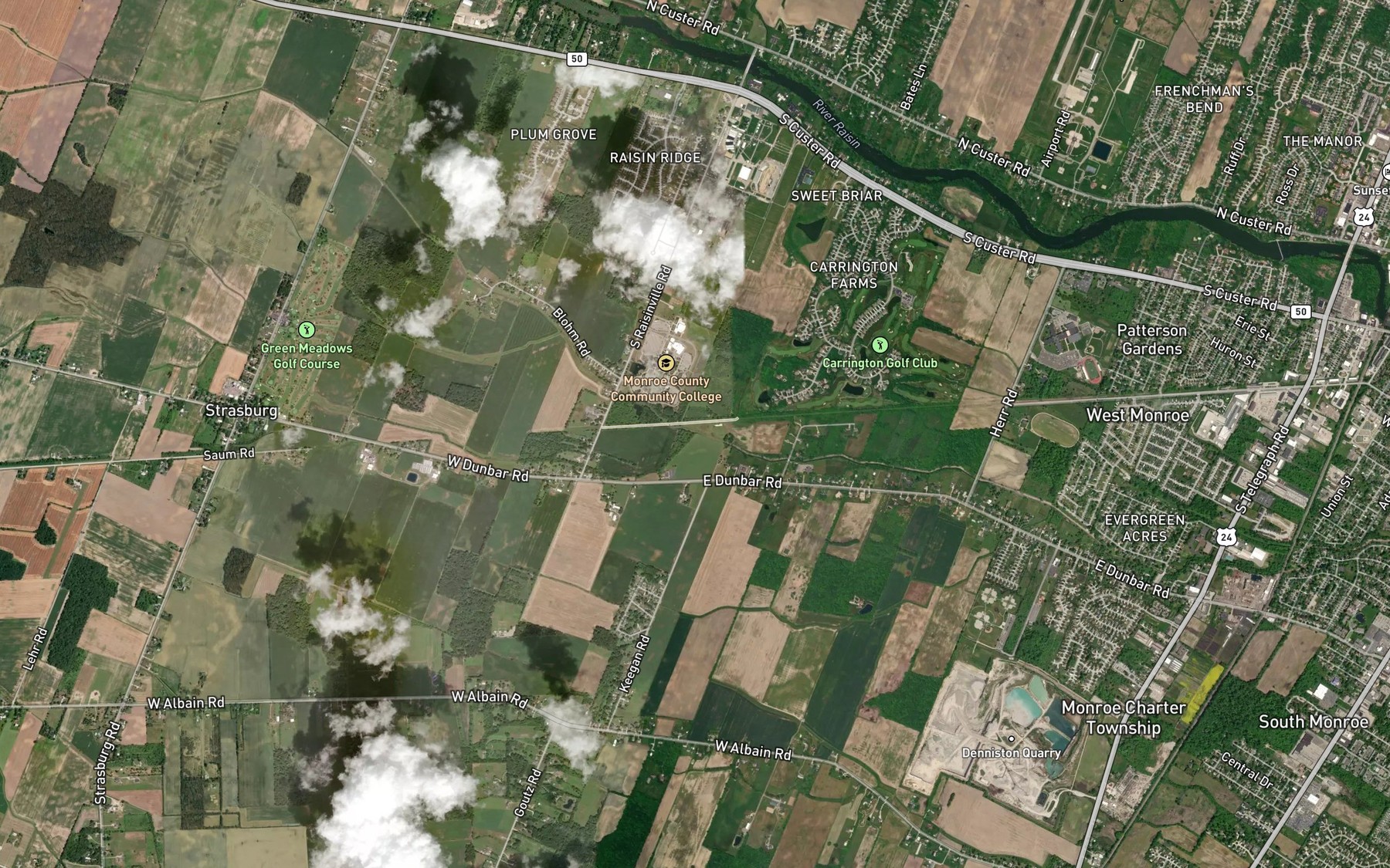 Satellite map of the Pitts Creek