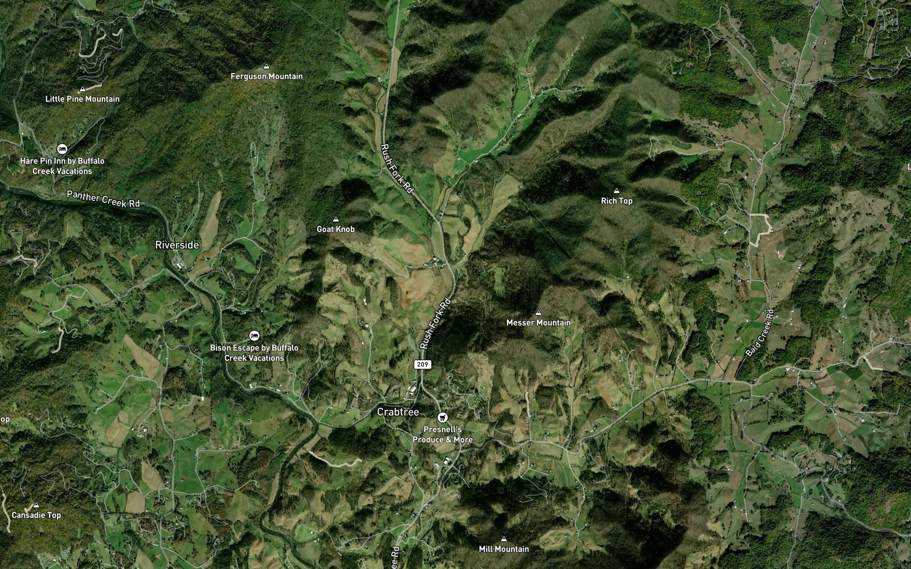 Satellite map of the Mulbrook Branch
