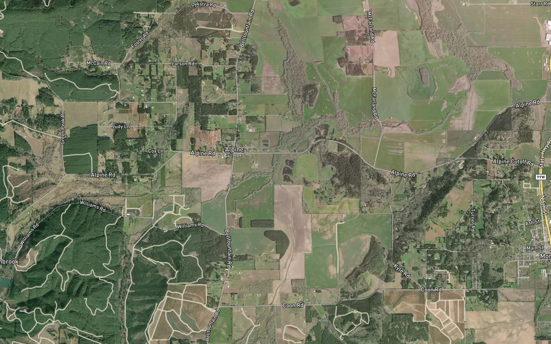 Satellite map of the Hammer Creek