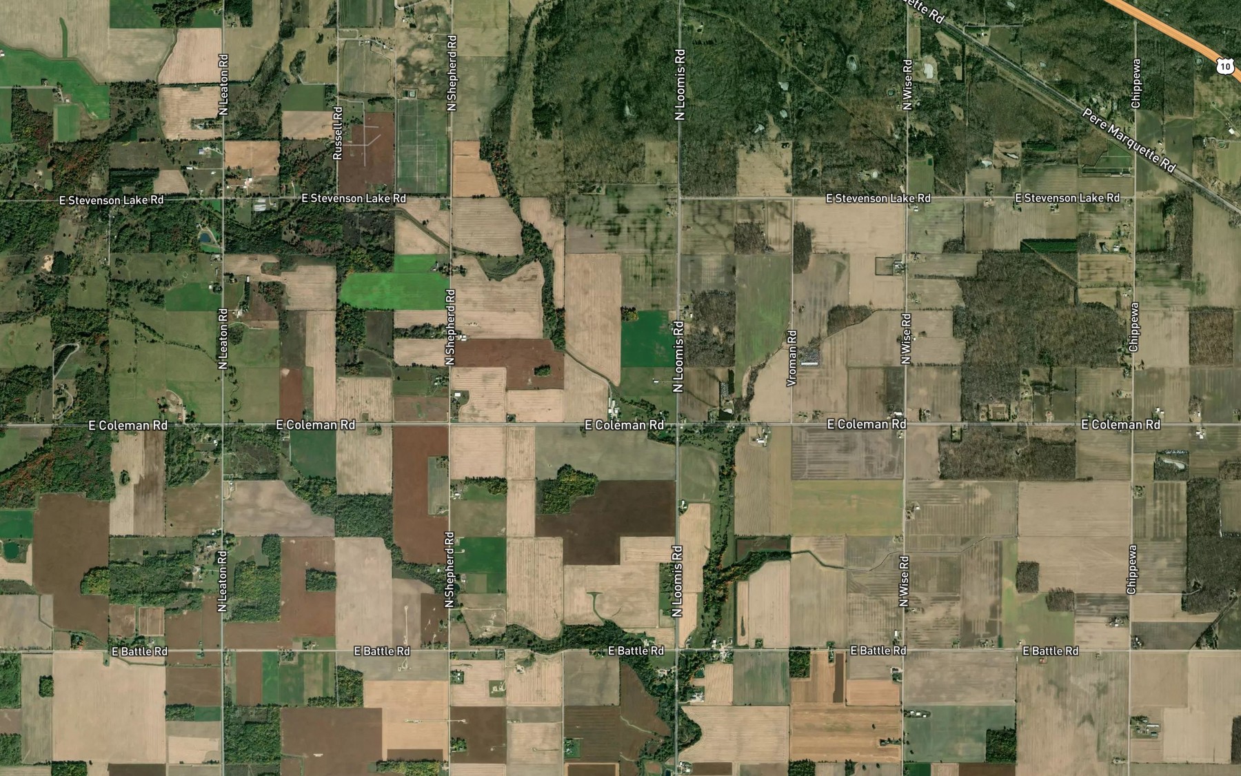 Satellite map of the Menery Drain