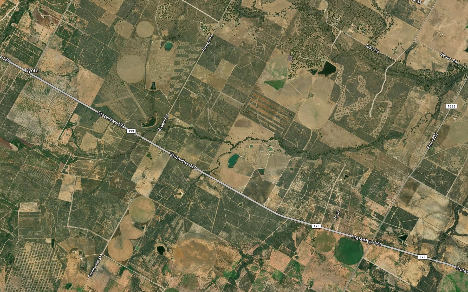 Satellite map of the Mile and a Half Creek