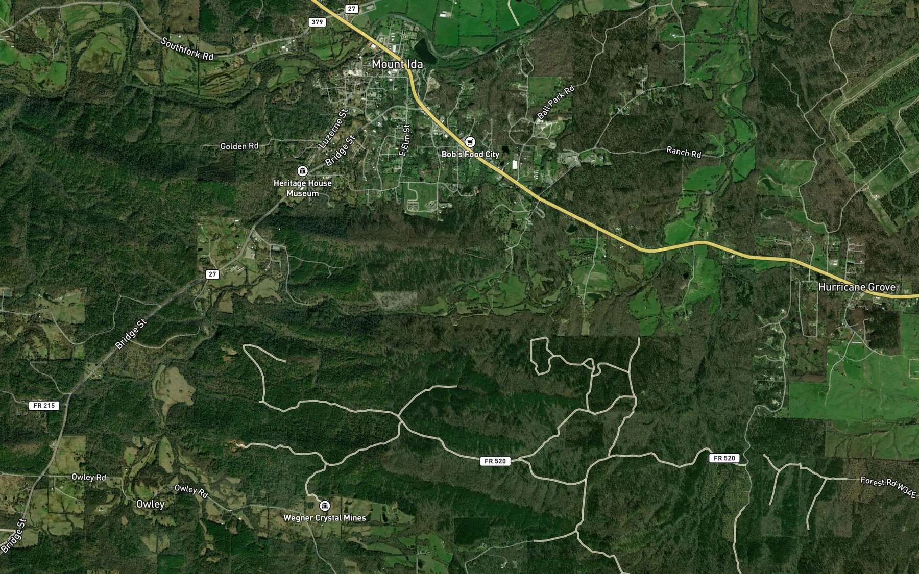 Satellite map of the Williams Creek