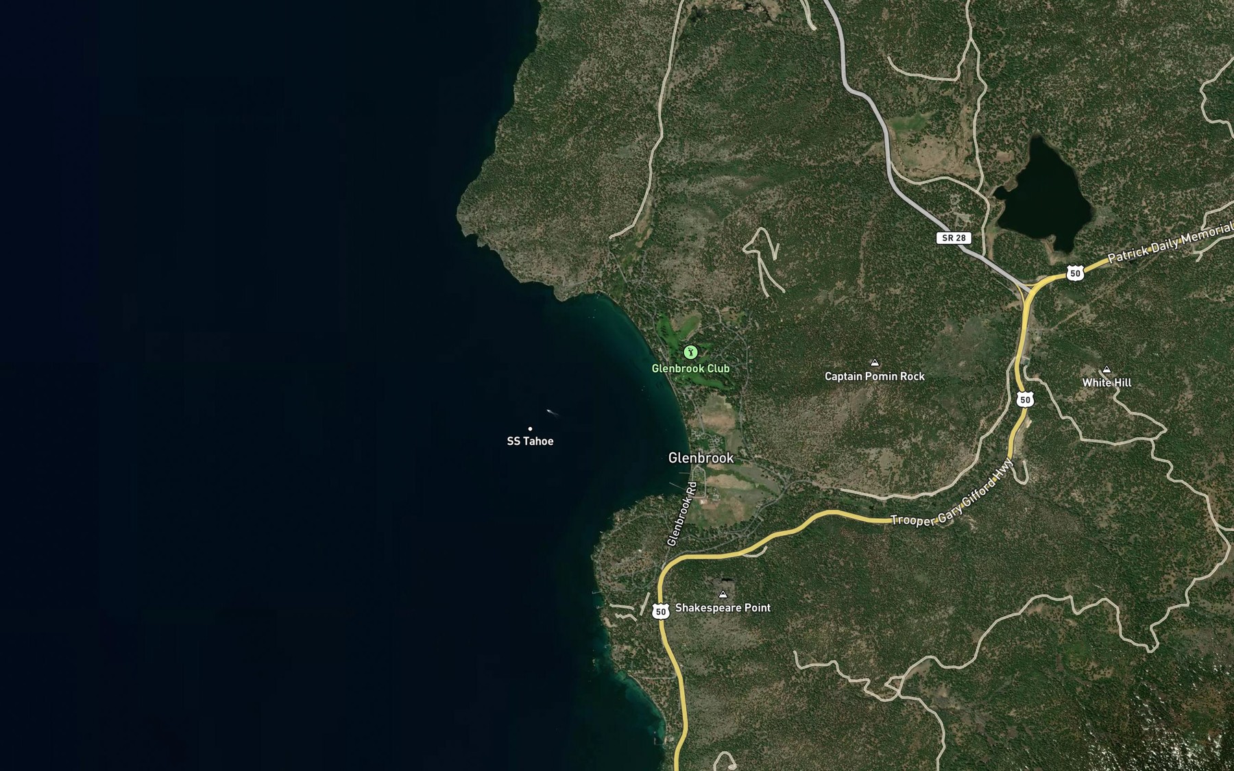 Satellite map of the Glenbrook Bay