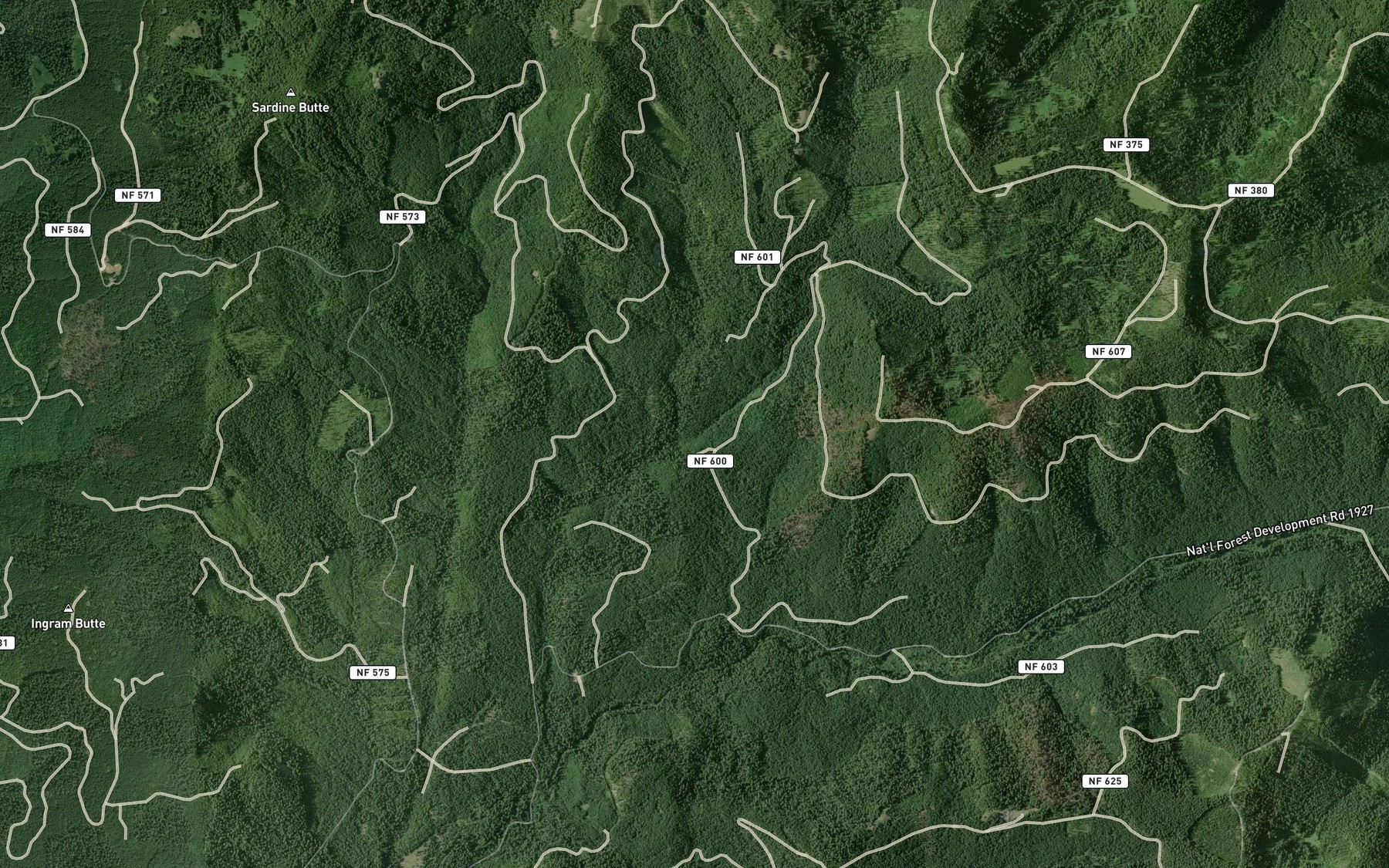Satellite map of the Lefty Creek