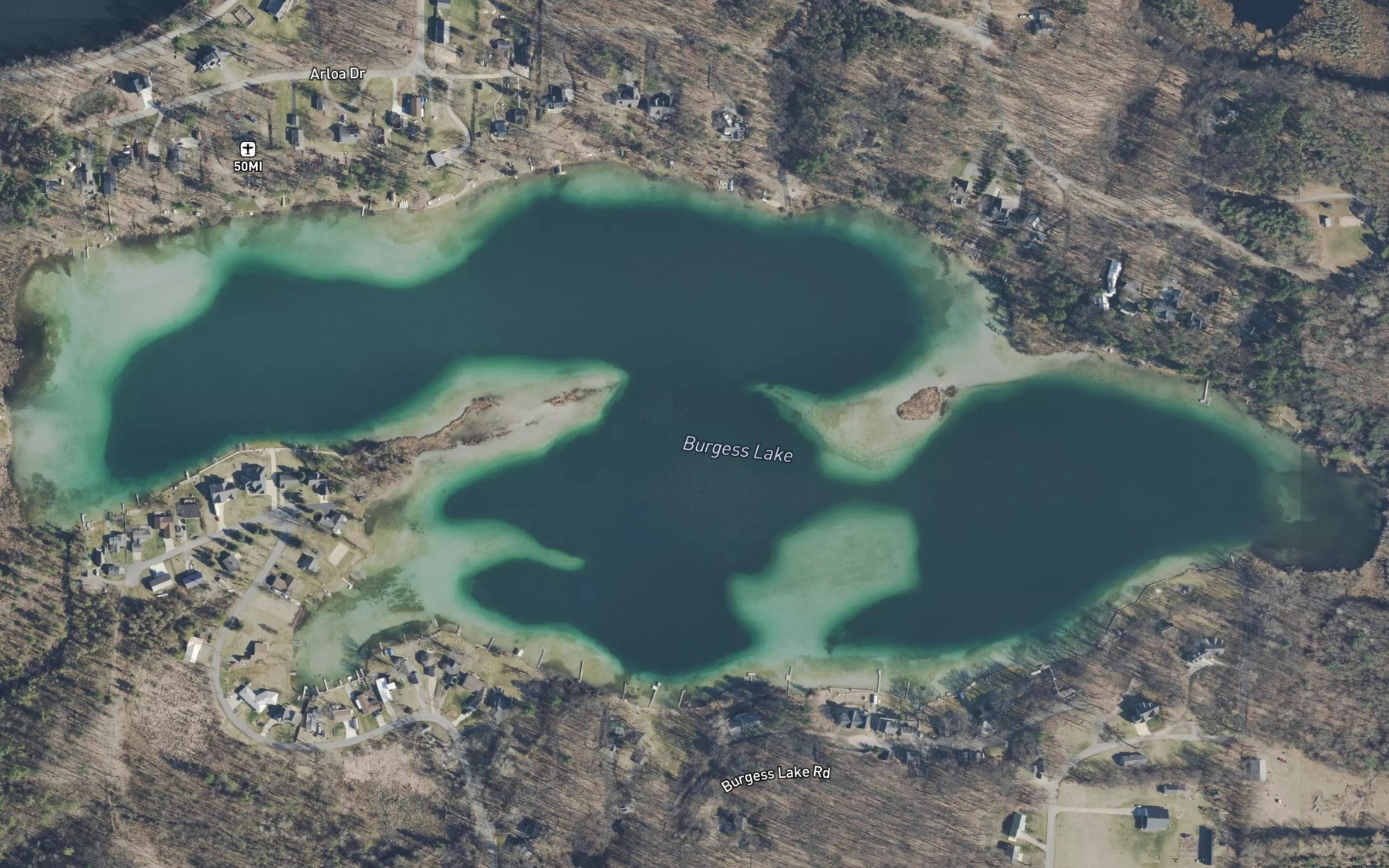 Satellite map of the Burgess Lake
