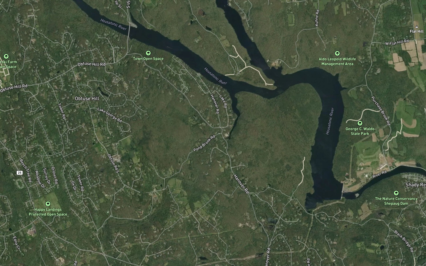 Satellite map of the Dingle Brook