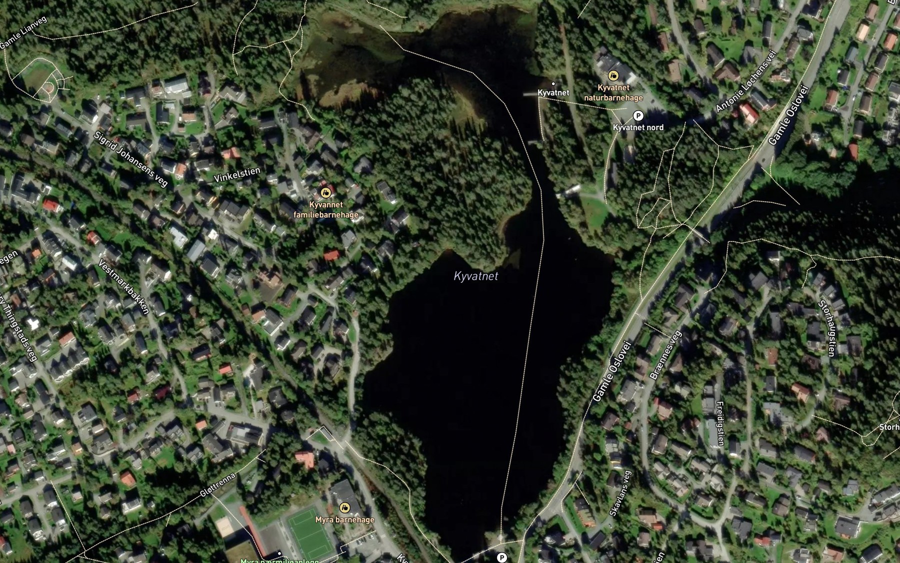 Satellite map of the Kyvatnet