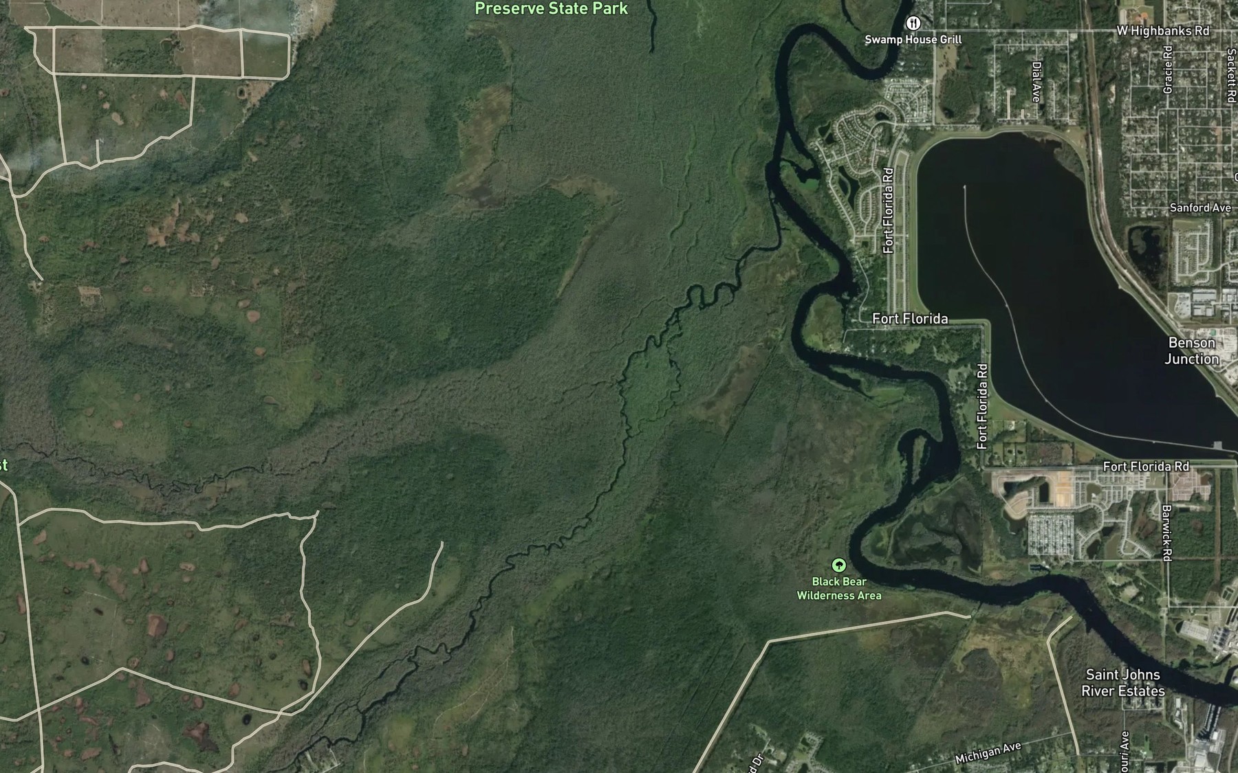 Satellite map of the Black Water Creek