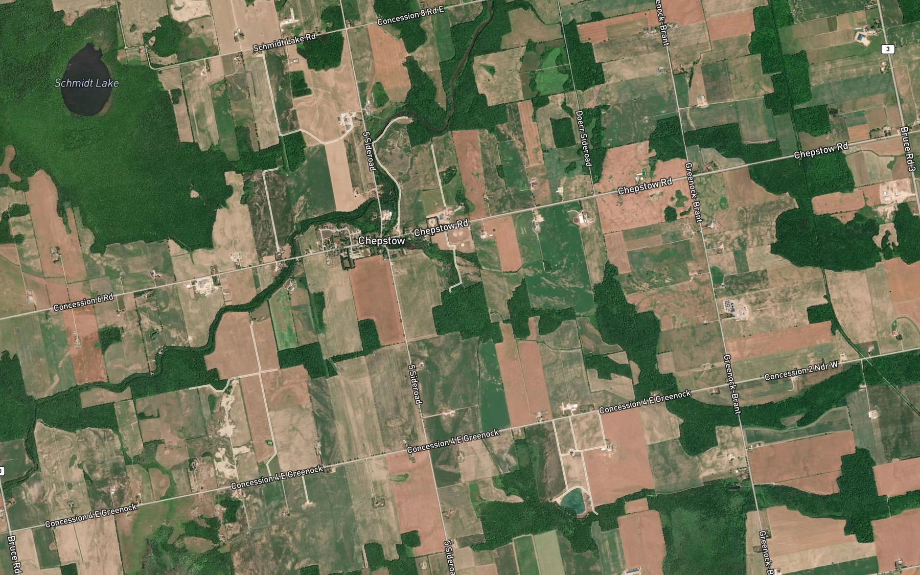 Satellite map of the Mullin's Mill Pond