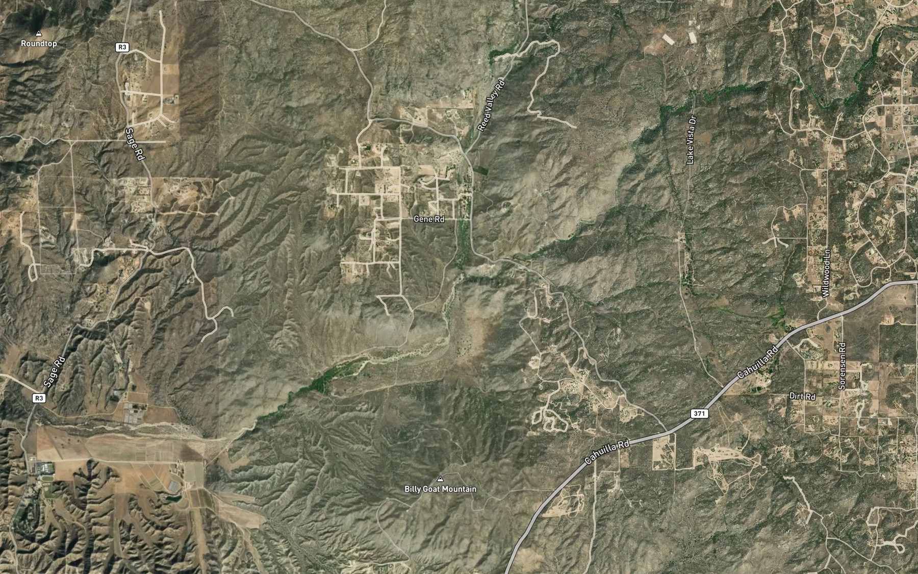 Satellite map of the Cahuilla Creek
