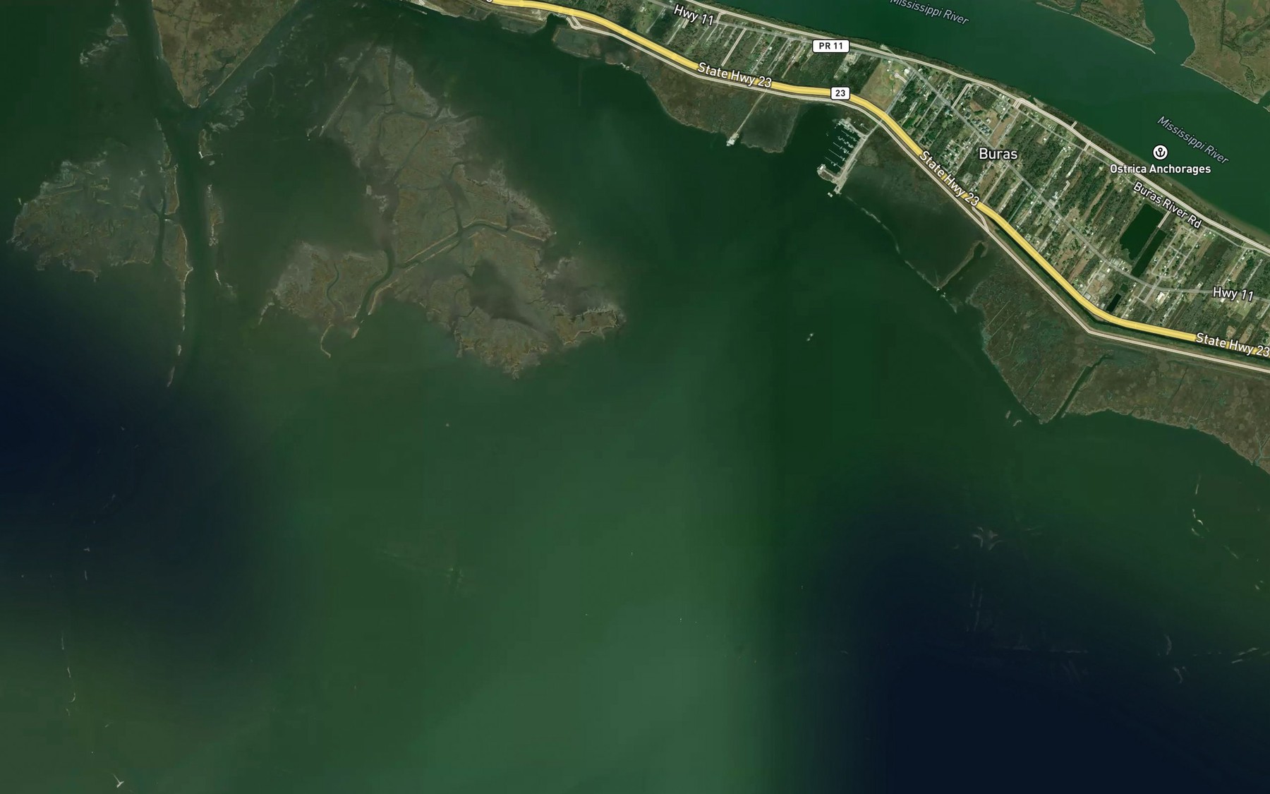 Satellite map of the Bay Pomme d'Or (historical)