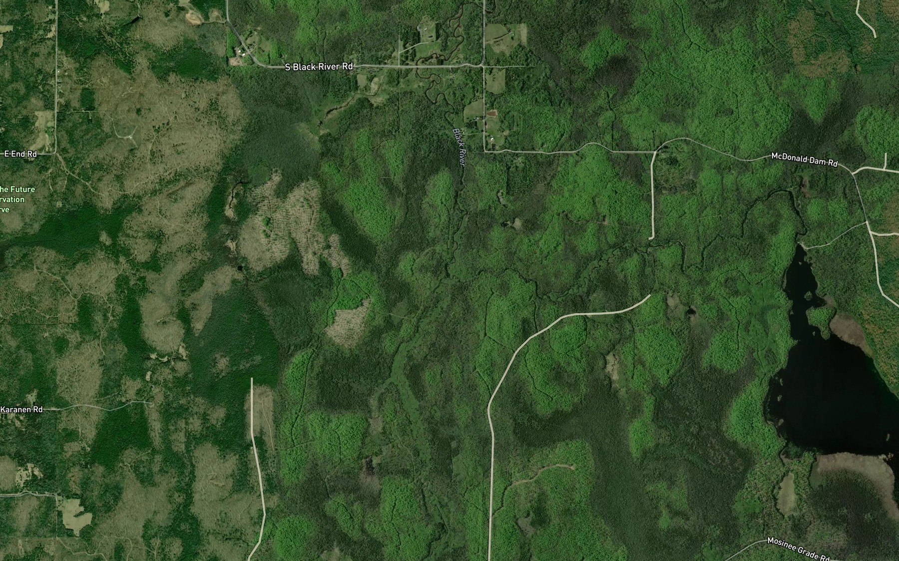 Satellite map of the McDonald Creek