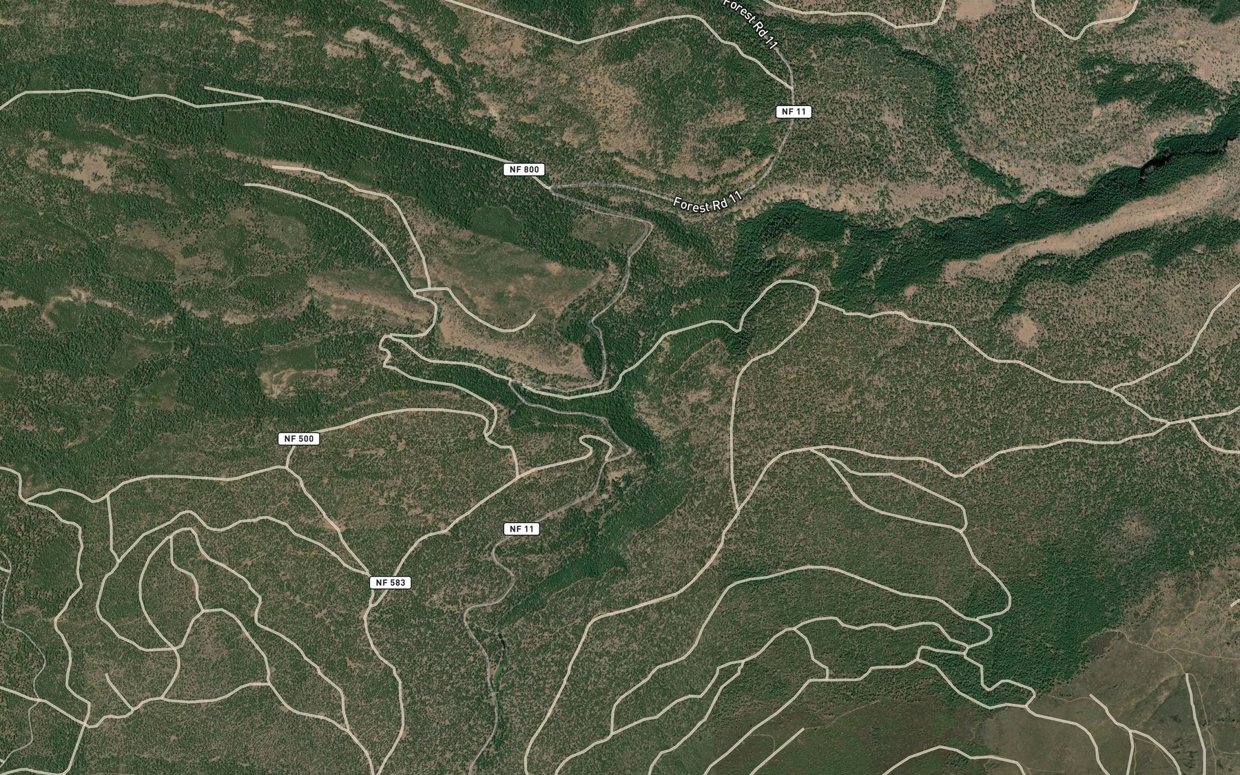 Satellite map of the Meadow Creek