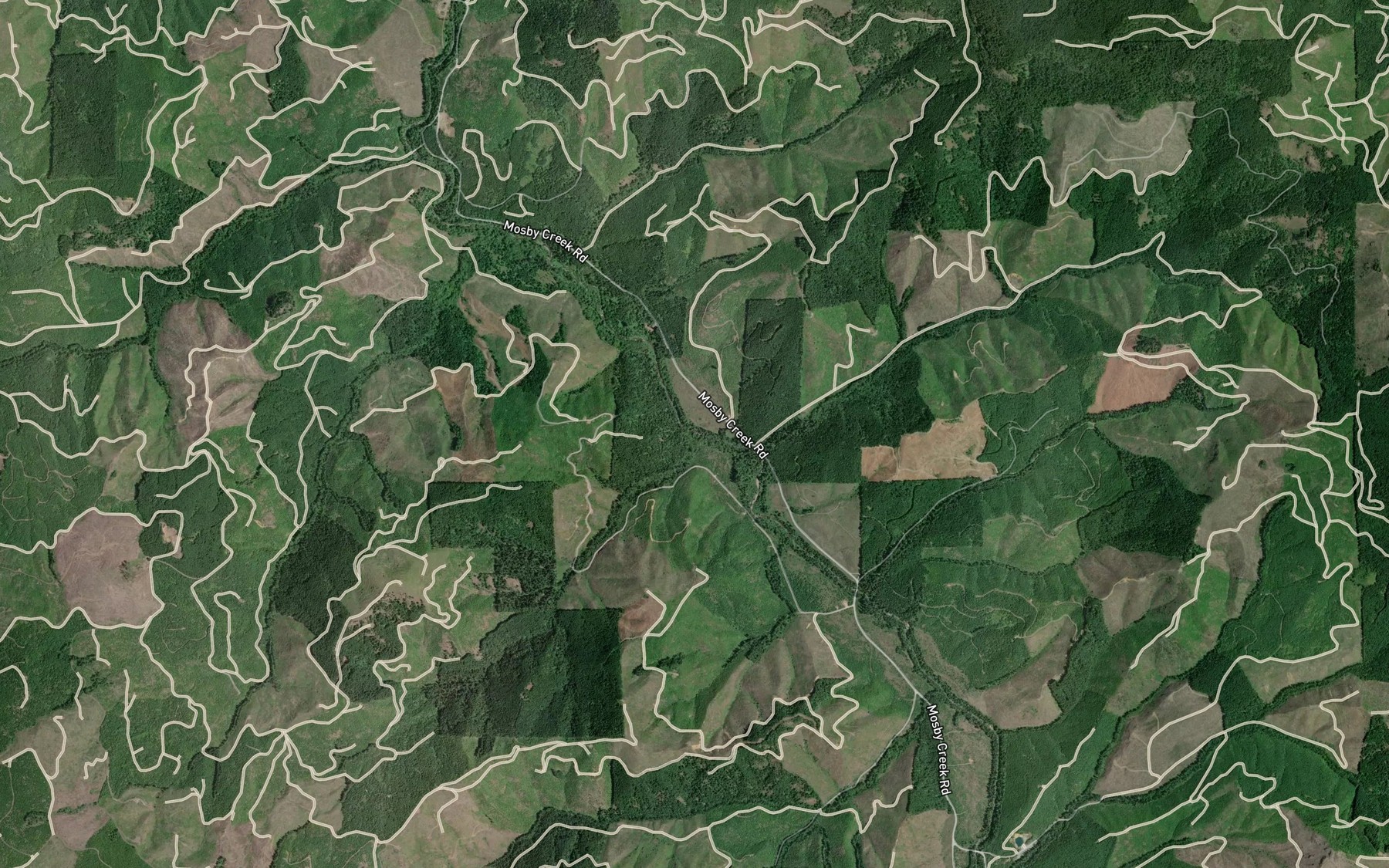 Satellite map of the Clearing Creek