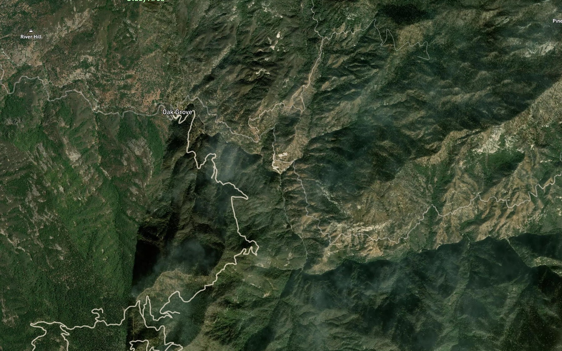 Satellite map of the Squirrel Creek