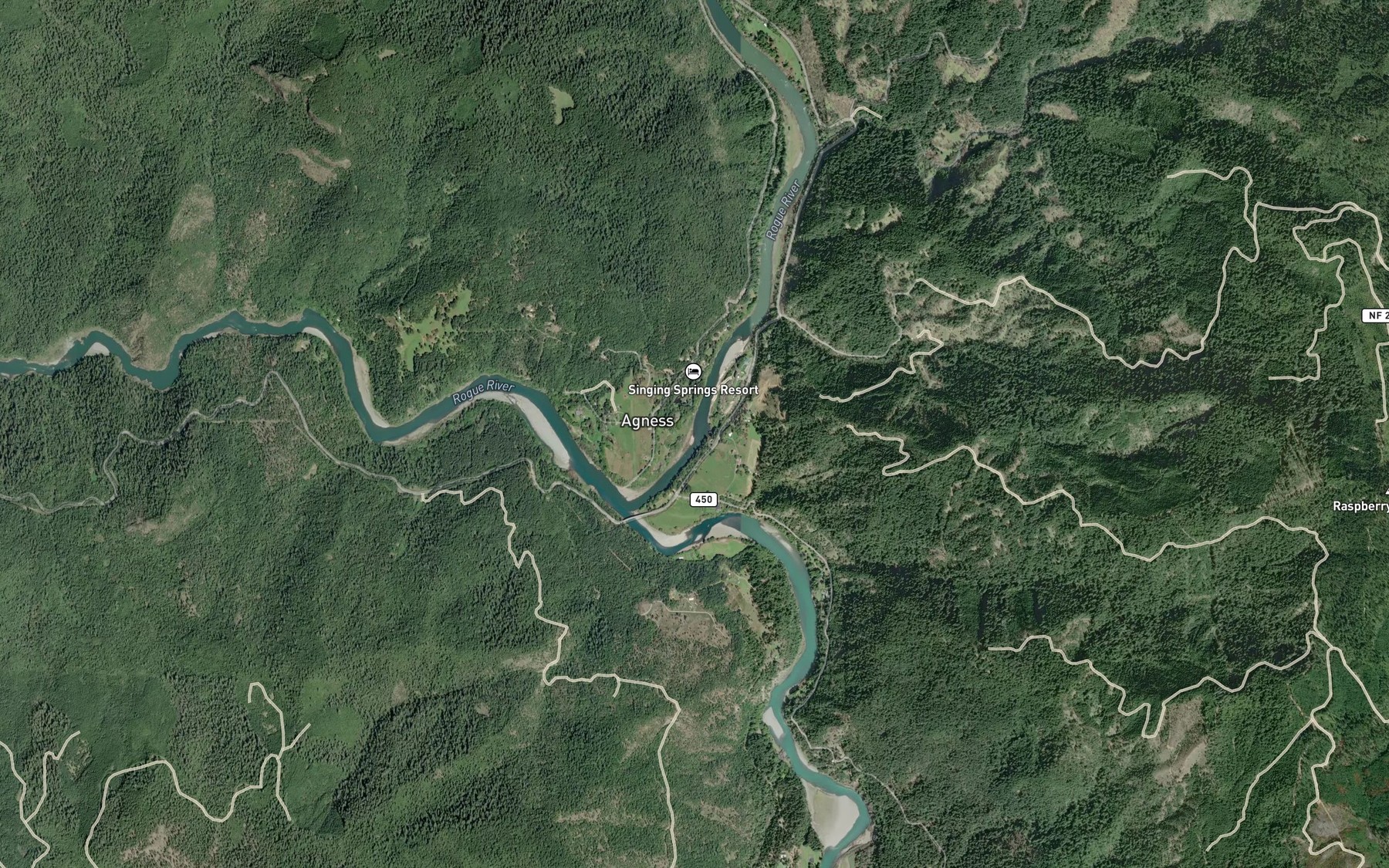 Satellite map of the Milkmaid Riffle