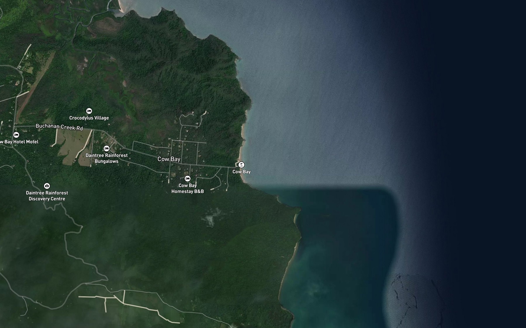 Satellite map of the Cow Bay