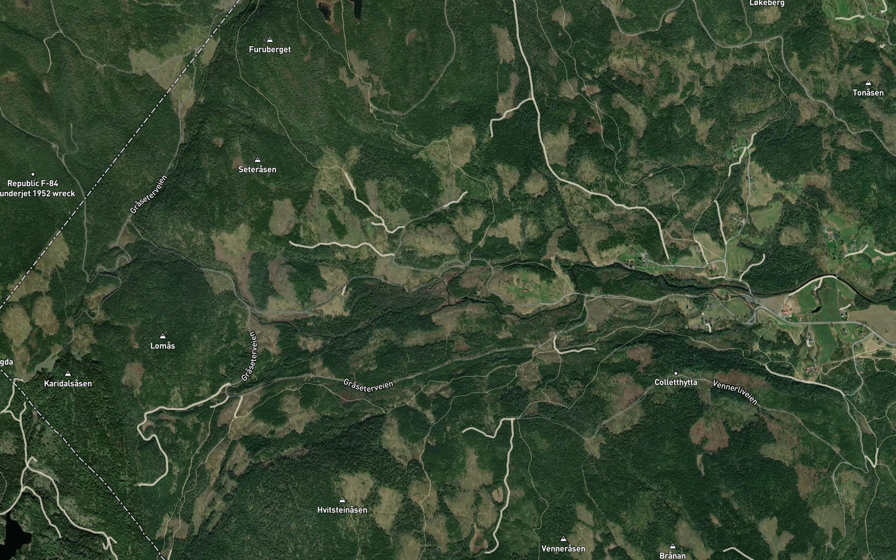 Satellite map of the Sloravatnet