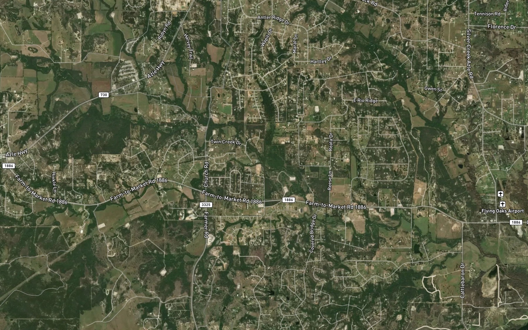 Satellite map of the Little Silver Creek