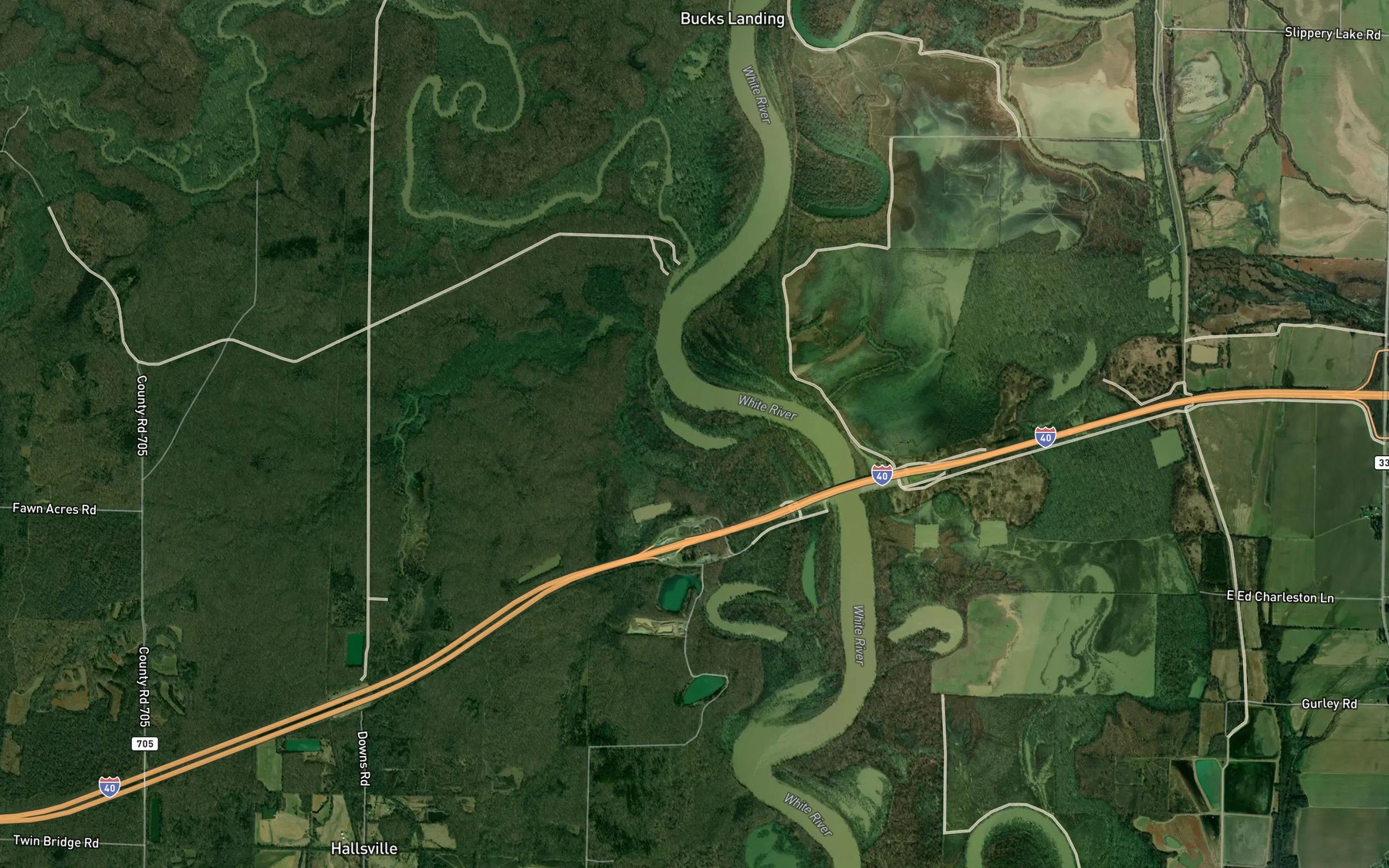 Satellite map of the Moores Lake