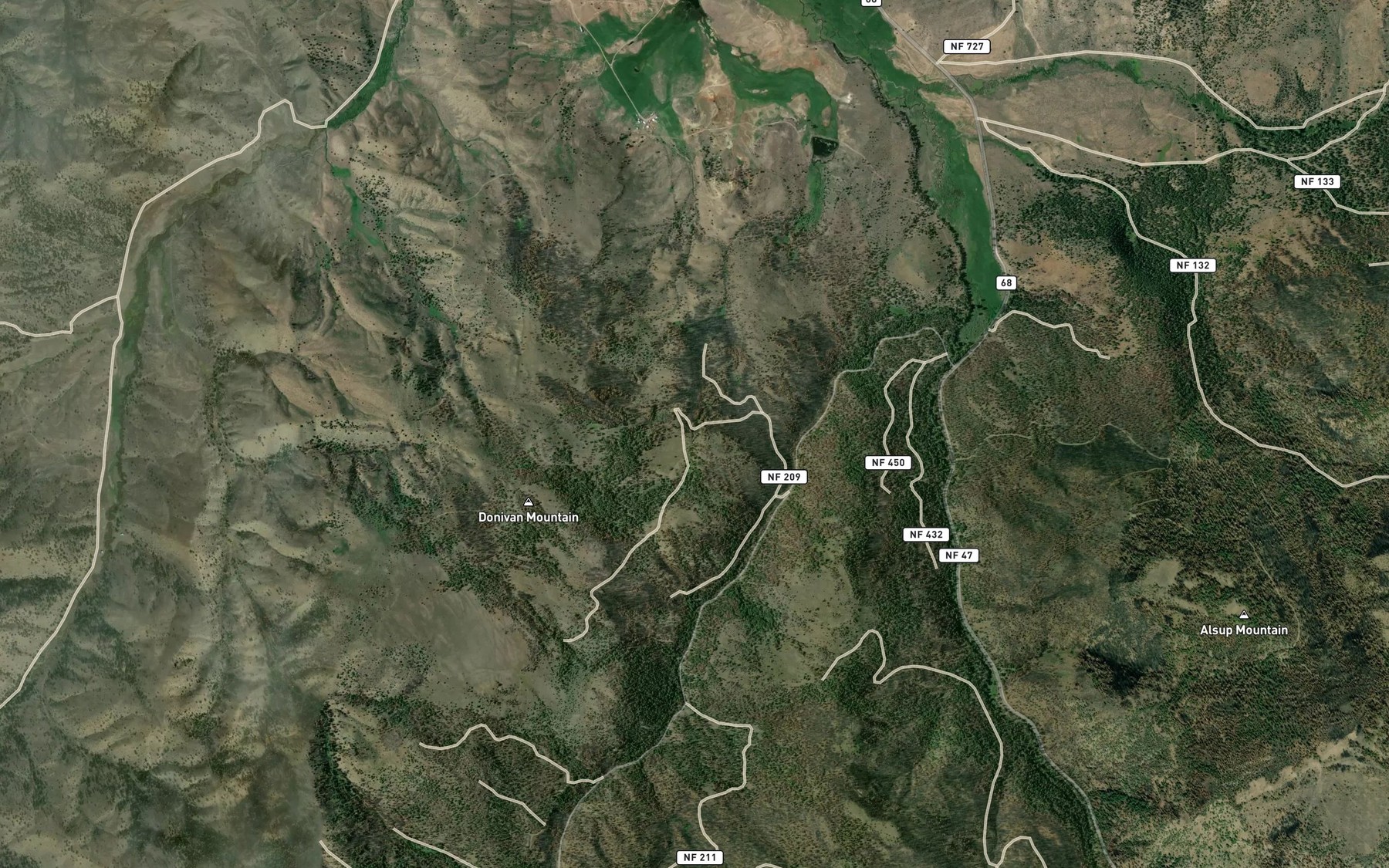 Satellite map of the Four Bar Spring
