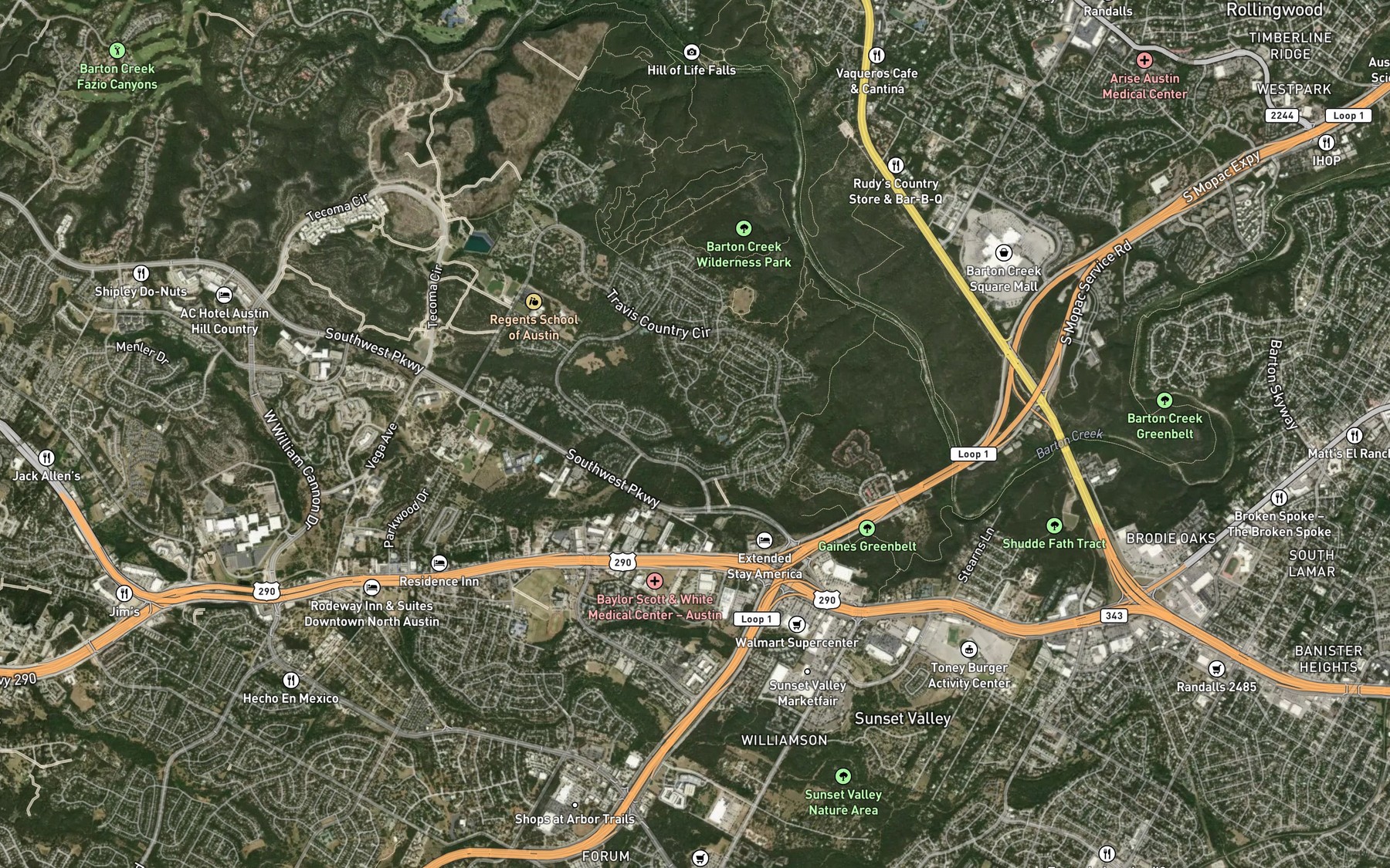 Satellite map of the South Fork Sycamore Creek