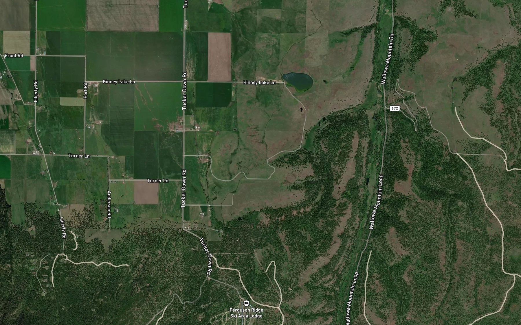 Satellite map of the Wallowa Valley Improvement Canal