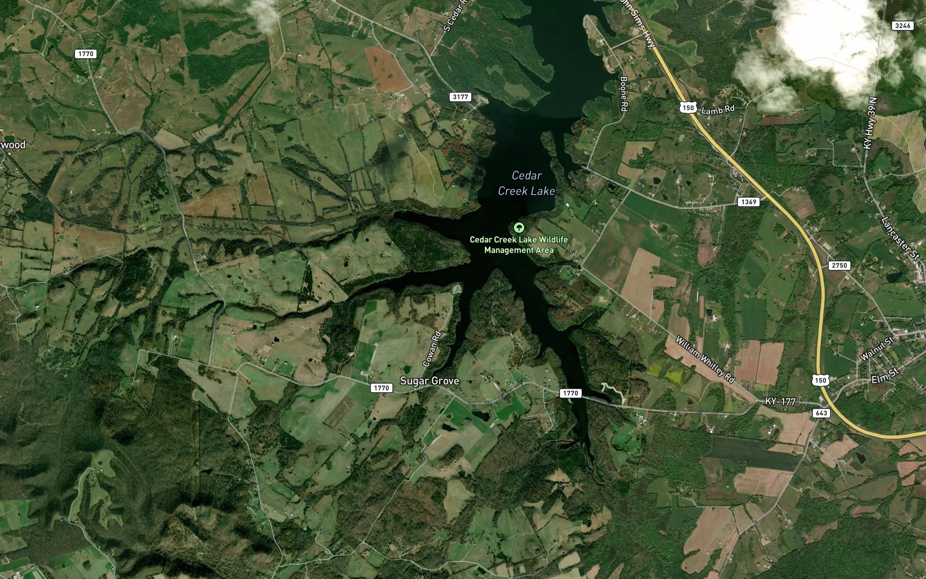Satellite map of the Cowan Rd Boat Ramp