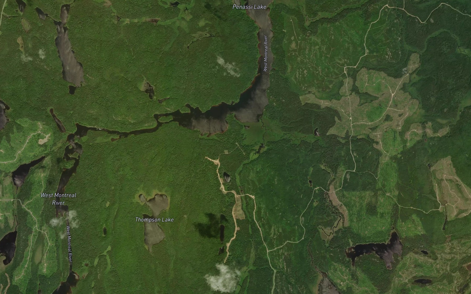 Satellite map of the Silverfive Creek