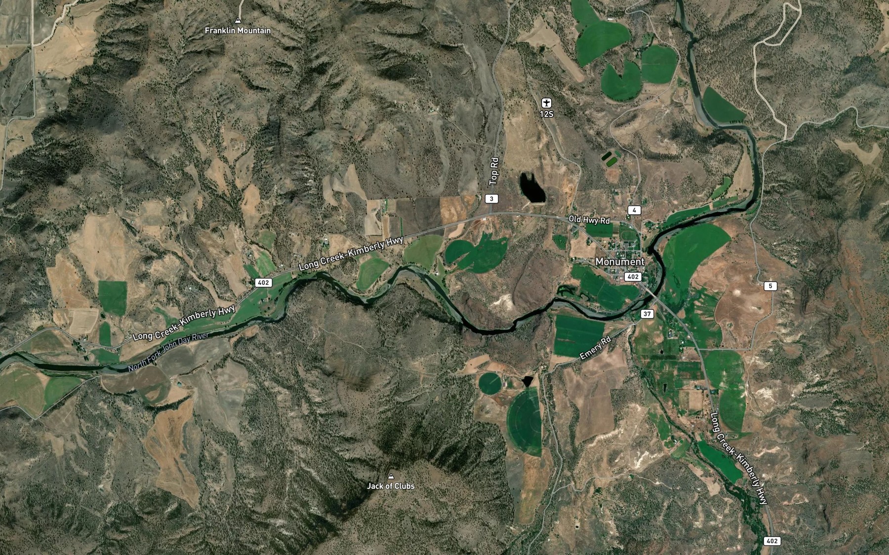 Satellite map of the Pine Creek