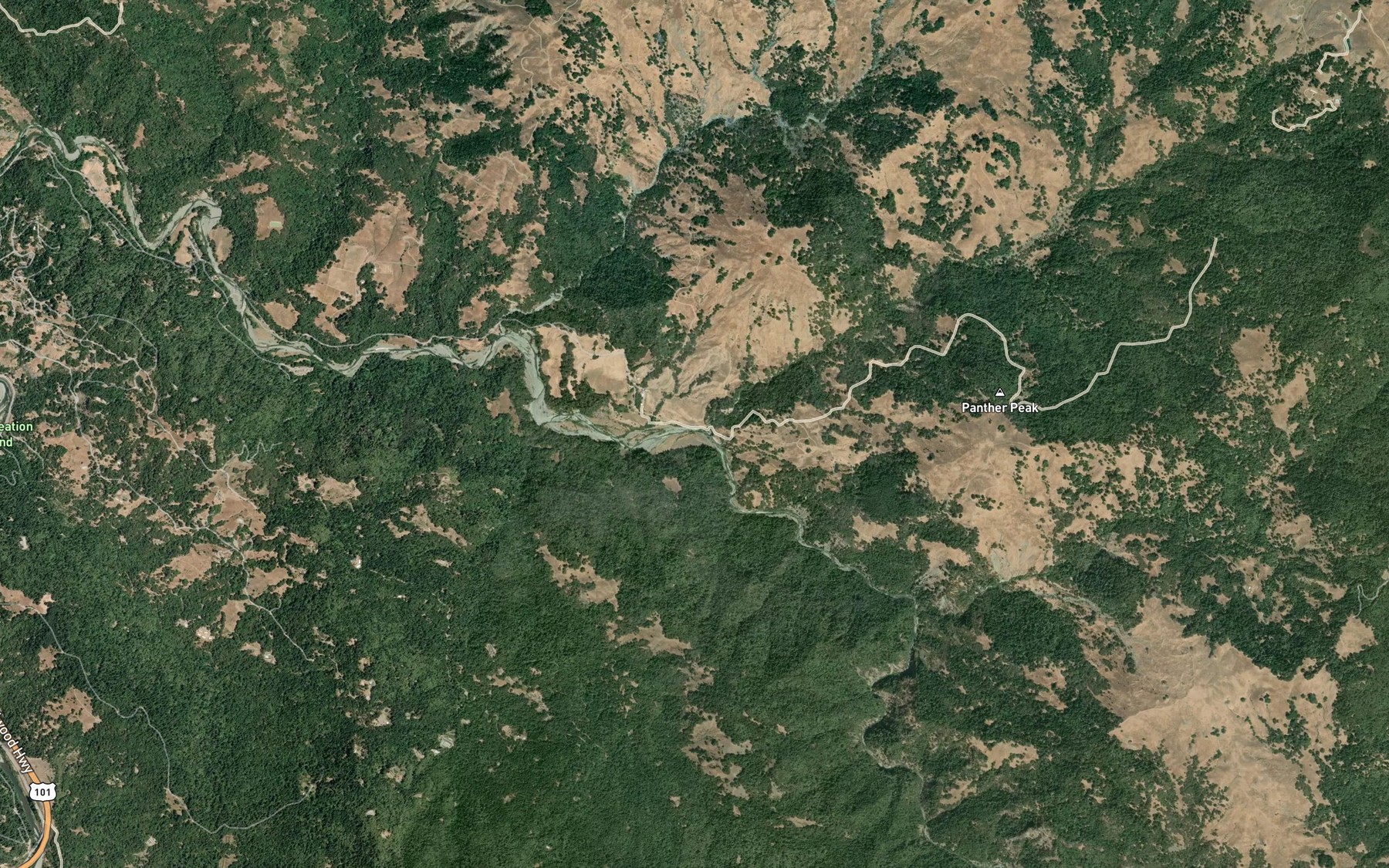 Satellite map of the Rancheria Creek