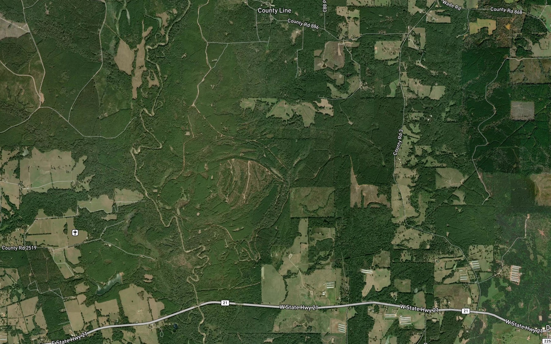 Satellite map of the Duck Roost Slough
