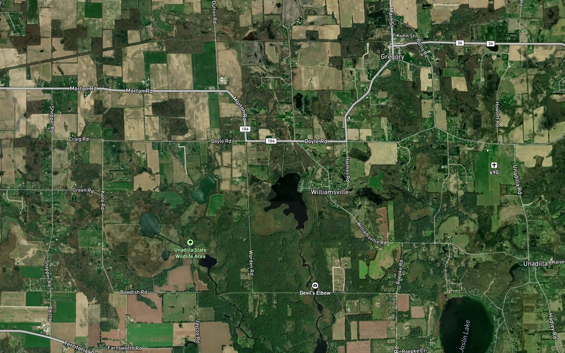 Satellite map of the Unadilla Stockbridge Drain