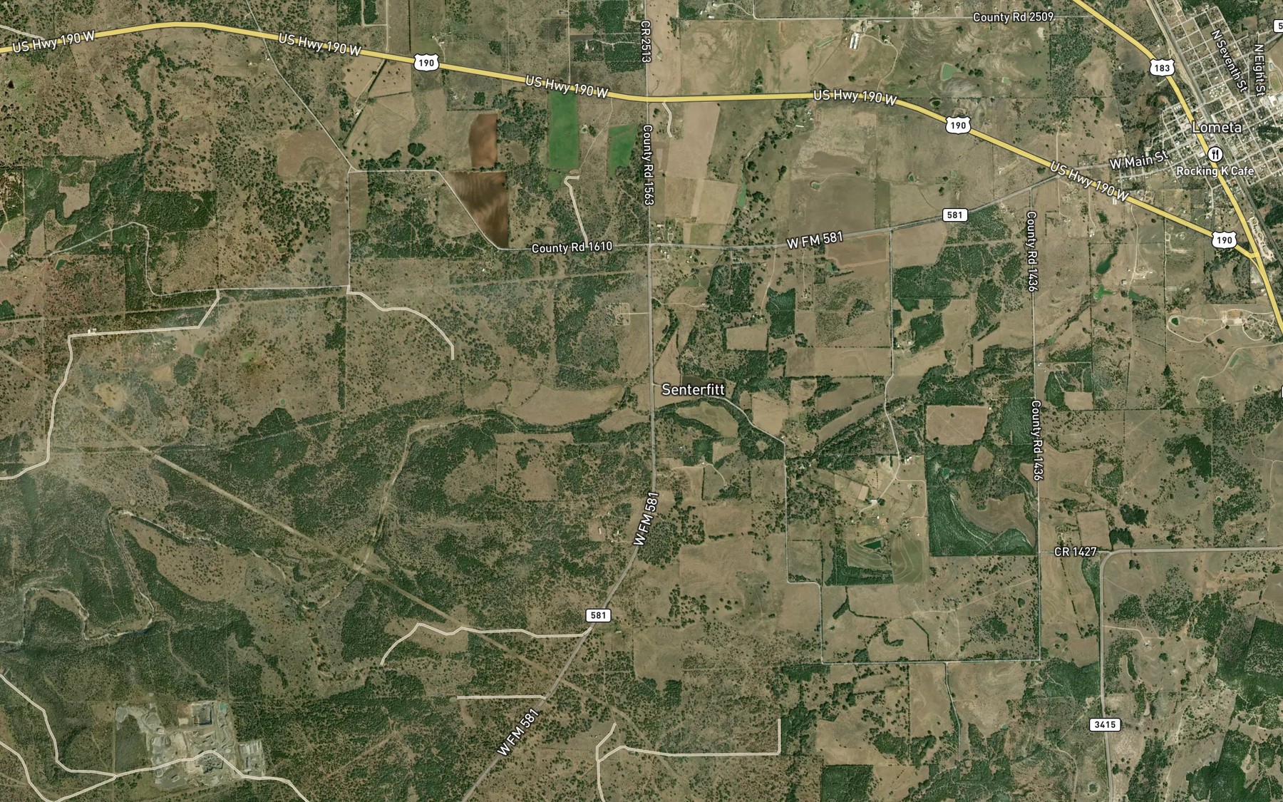 Satellite map of the Kirby Creek