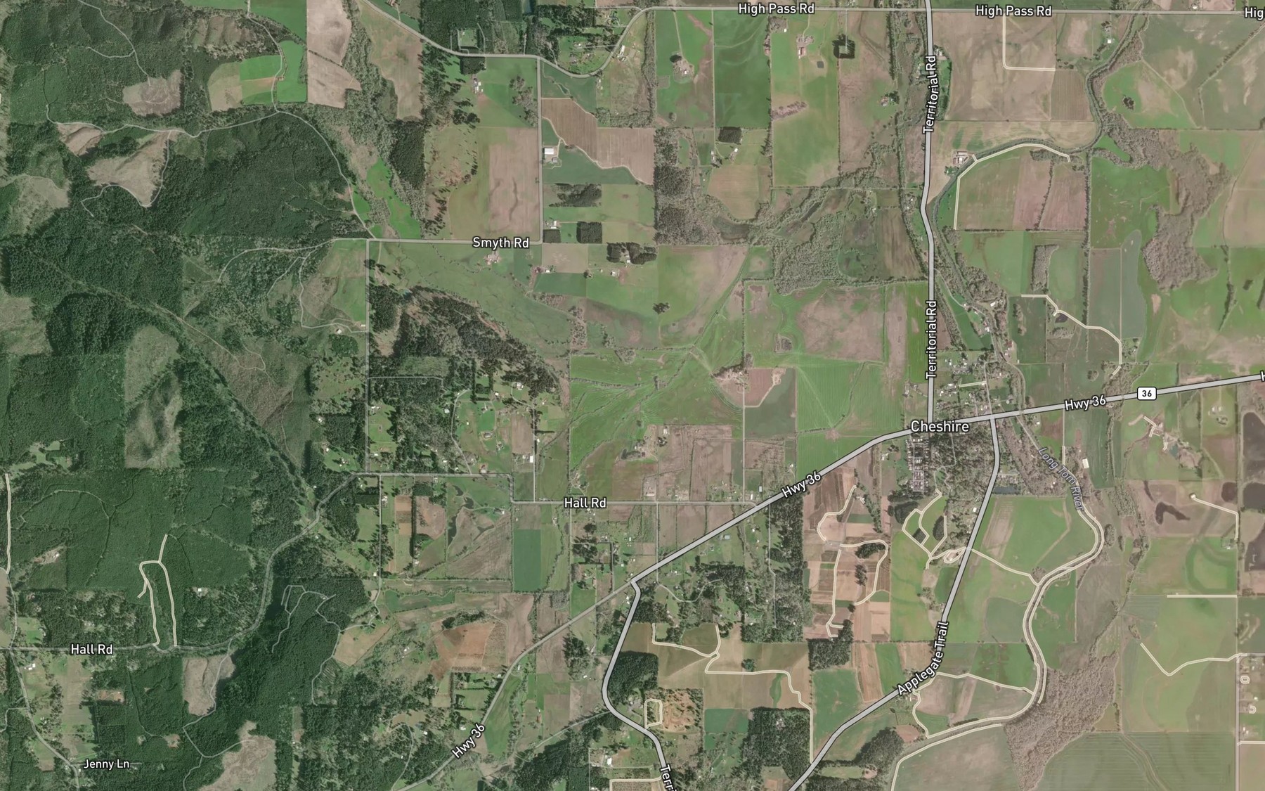 Satellite map of the Jones Creek