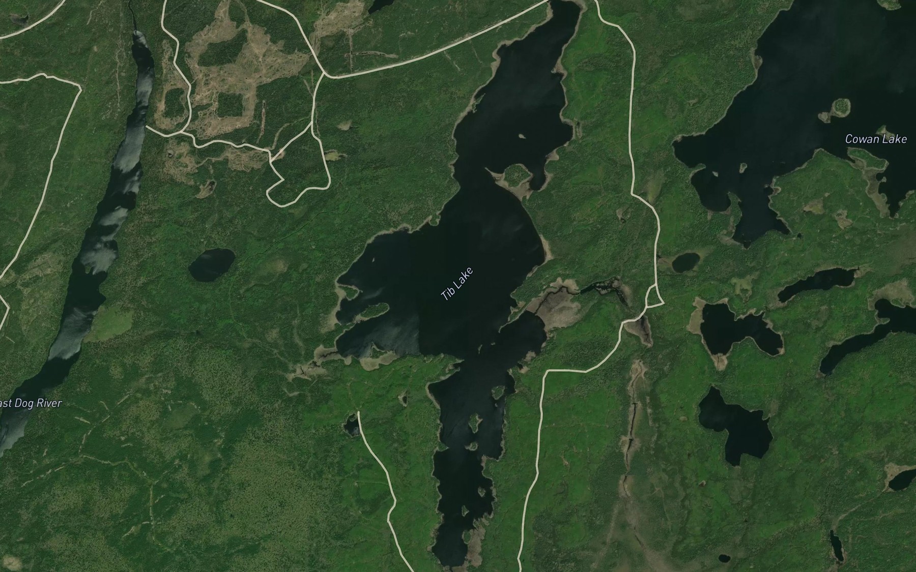 Satellite map of the Tib Lake
