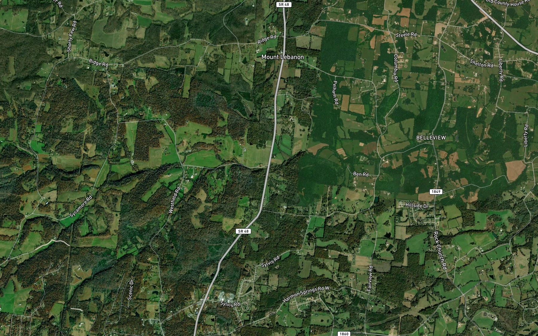 Satellite map of the Sweetwater Branch