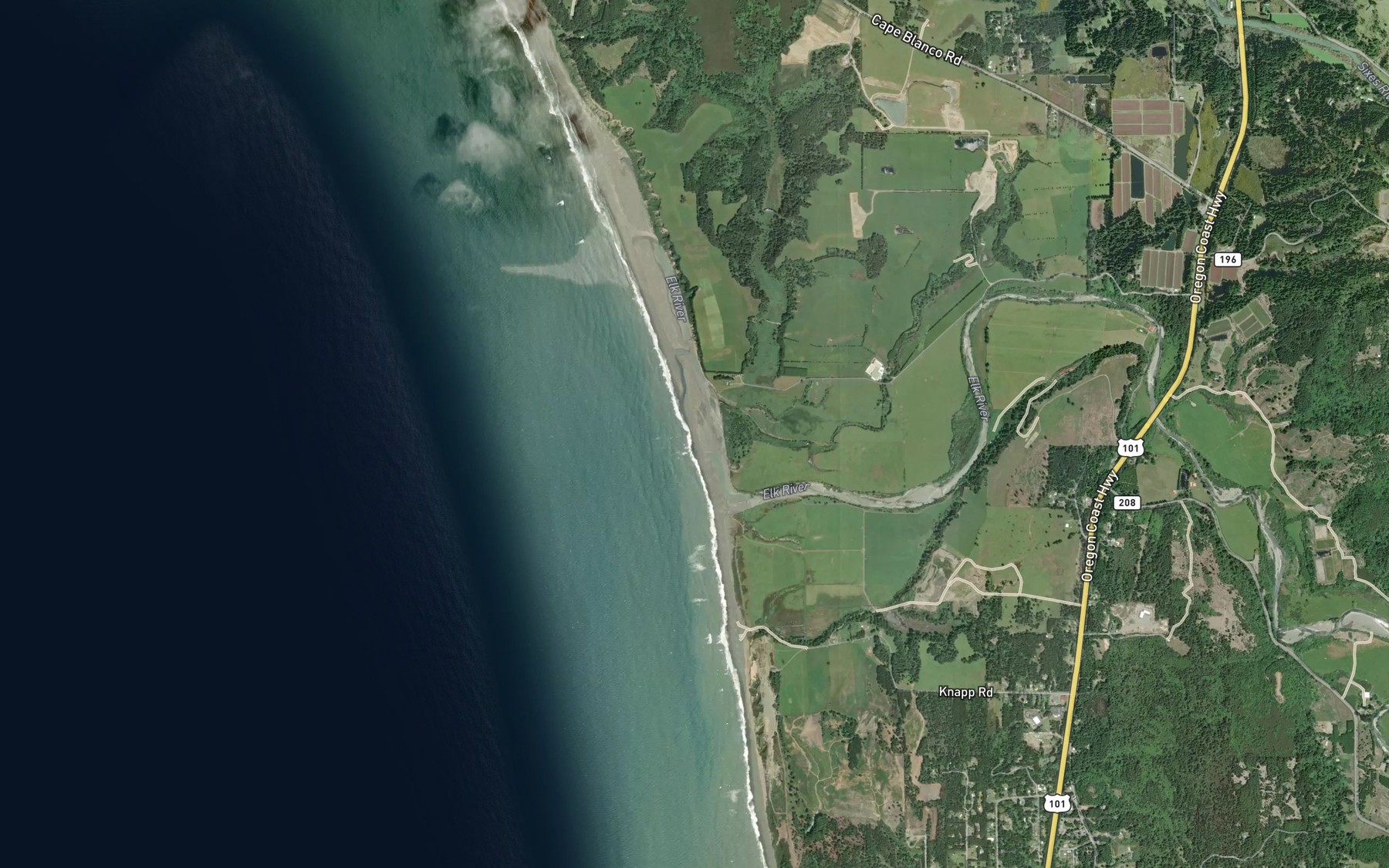 Satellite map of the Elk River