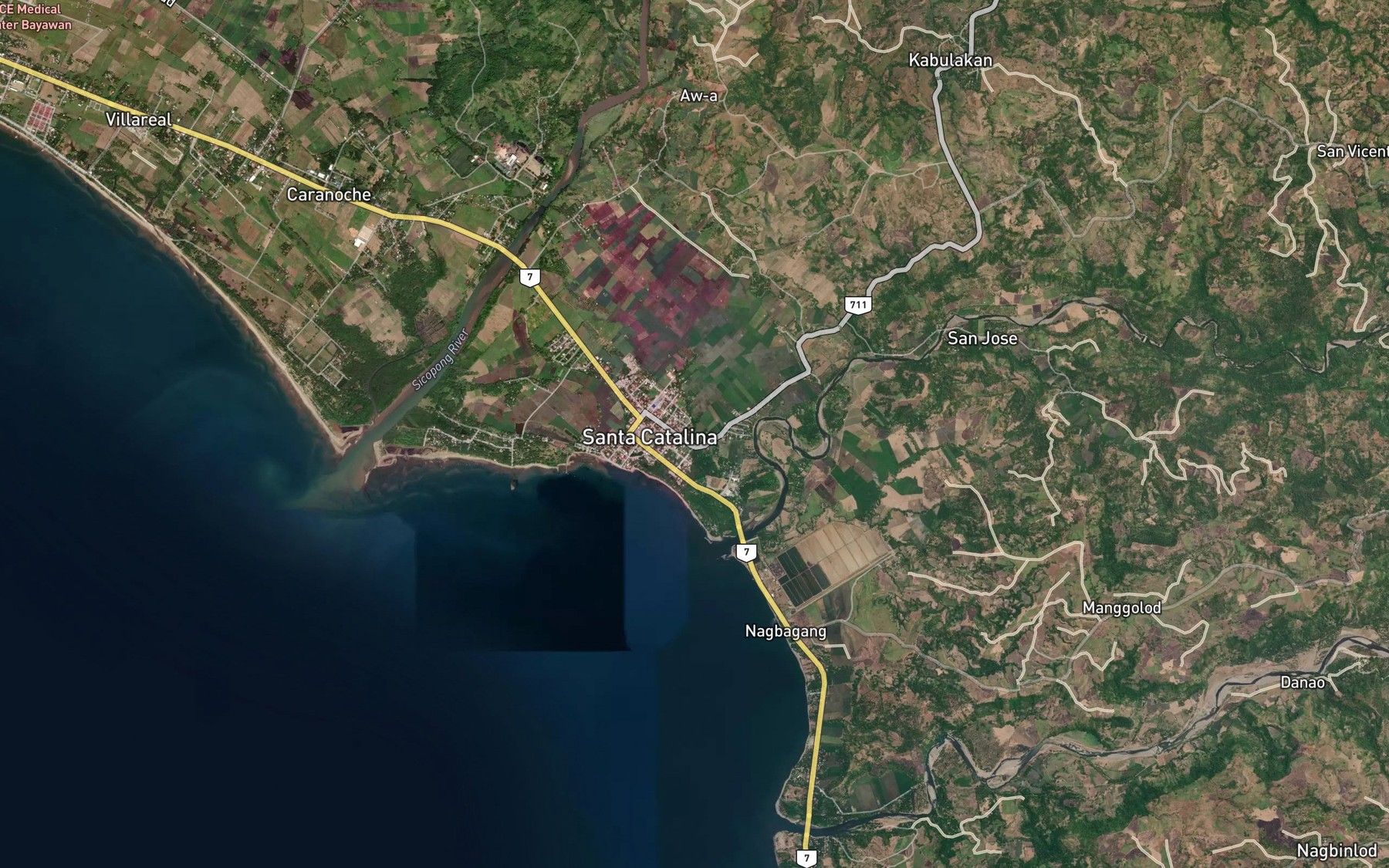 Satellite map of the Binicul Creek