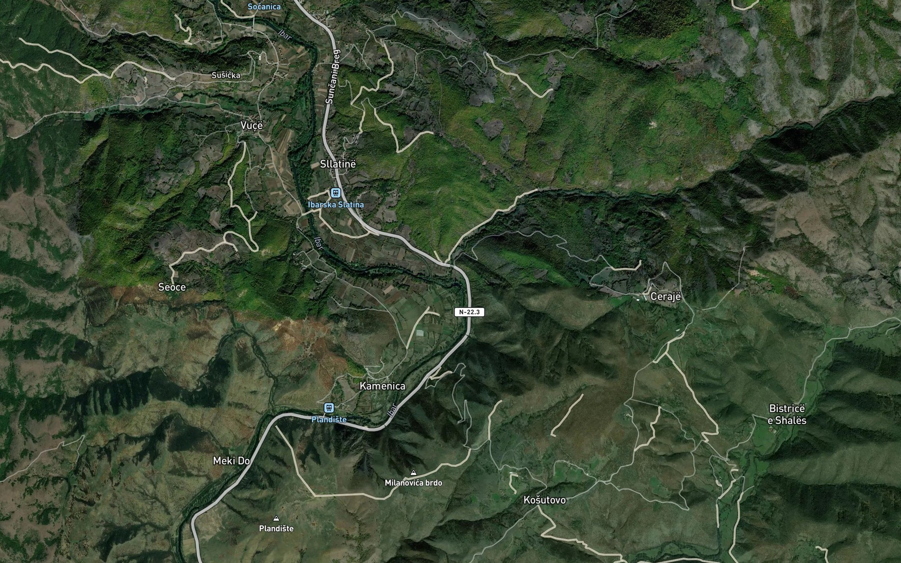 Satellite map of the Ceranjska Reka