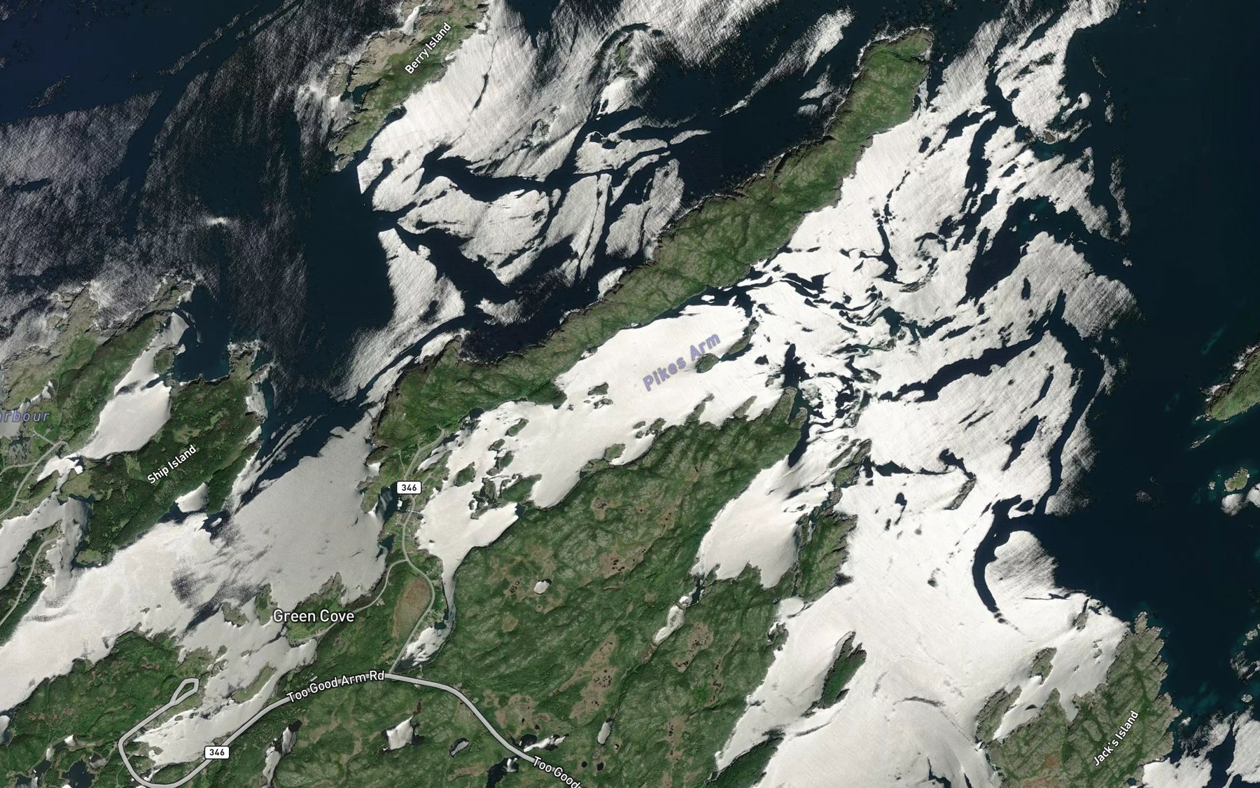 Satellite map of the Pikes Arm