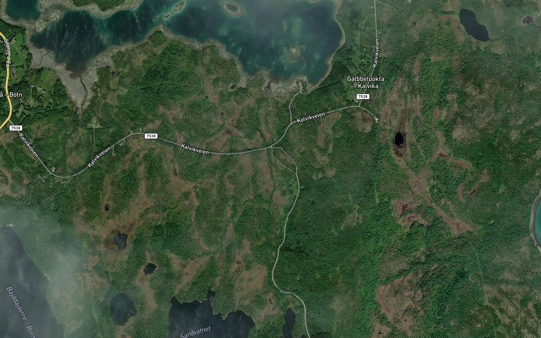 Satellite map of the Kalvikvasselva