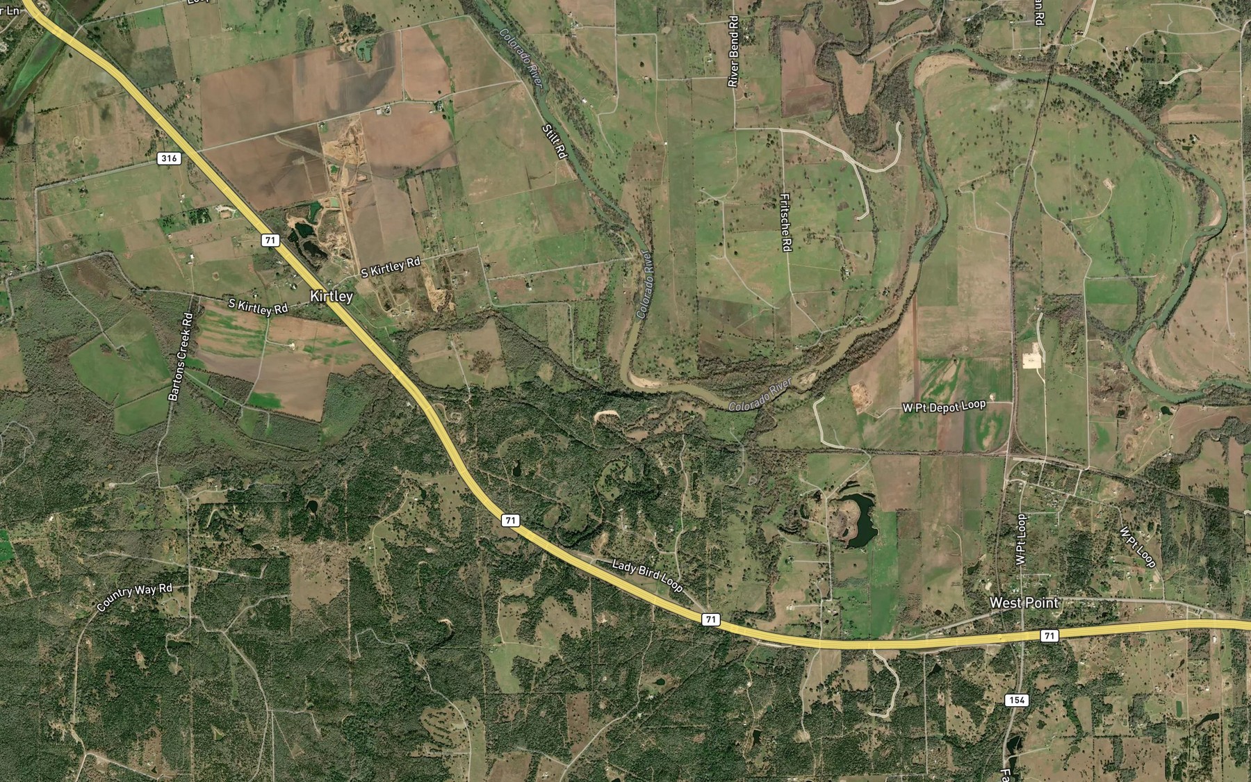 Satellite map of the Bartons Creek