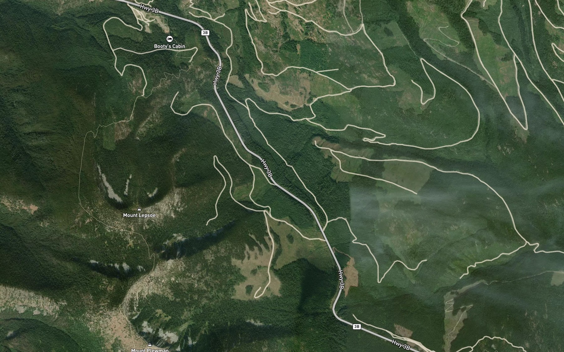 Satellite map of the Elgood Creek
