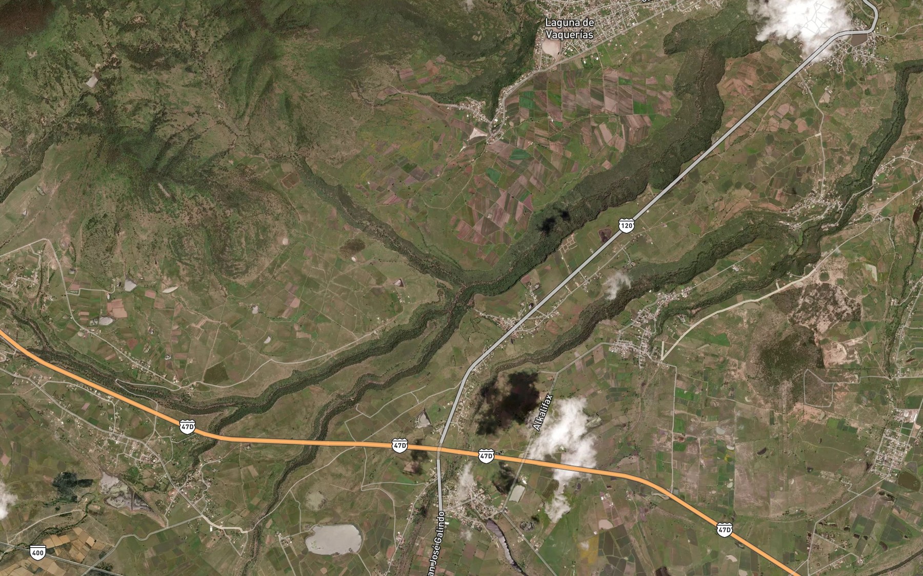 Satellite map of the Arroyo Paso de Vigas